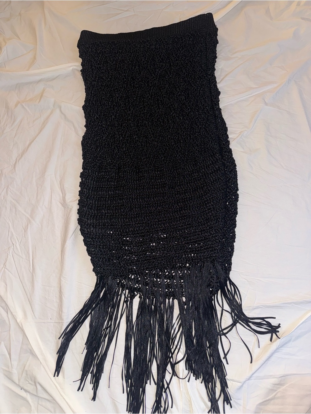Club Monaco Black Fringed Knit Skirt